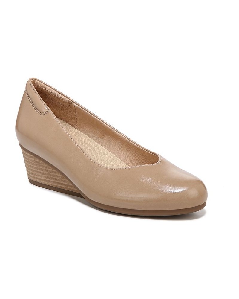 Women's Be Ready Wedge Pumps Taupe Faux Patent $41.60 Shoes