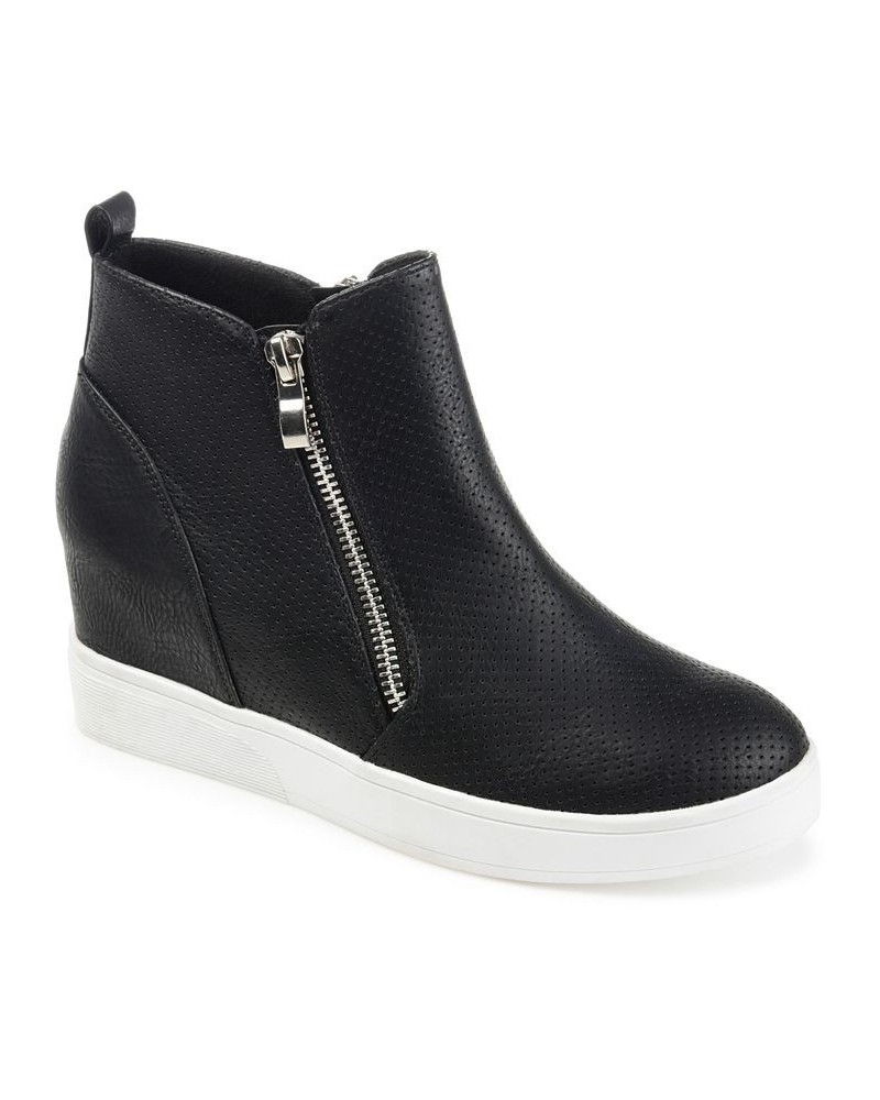 Women's Pennelope Wedge Sneakers Black $42.00 Shoes