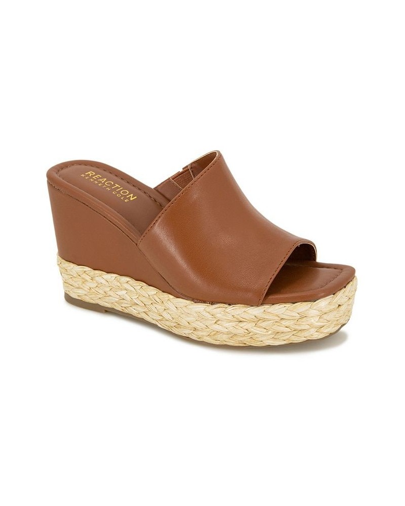 Women's Maria Mule Wedge Sandals Cognac $51.48 Shoes