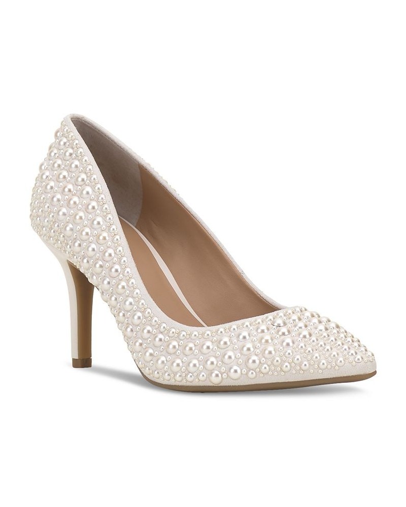 Women's Zitah Embellished Pointed Toe Pumps Tan/Beige $48.76 Shoes