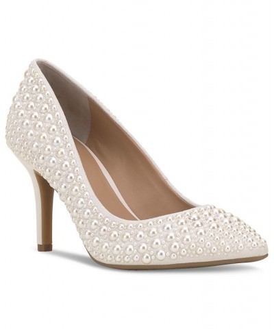 Women's Zitah Embellished Pointed Toe Pumps Tan/Beige $48.76 Shoes