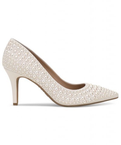 Women's Zitah Embellished Pointed Toe Pumps Tan/Beige $48.76 Shoes