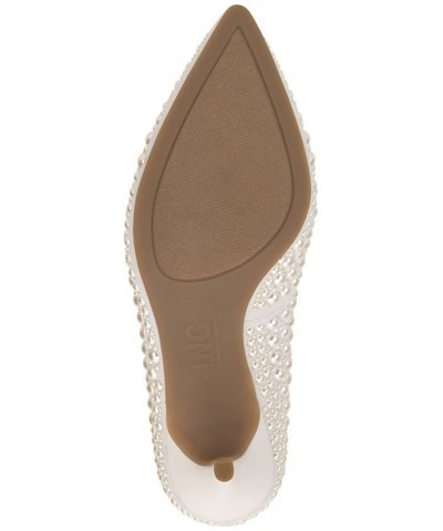 Women's Zitah Embellished Pointed Toe Pumps Tan/Beige $48.76 Shoes