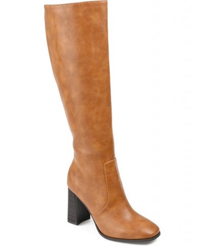 Women's Karima Extra Wide Calf Boots Brown $60.20 Shoes