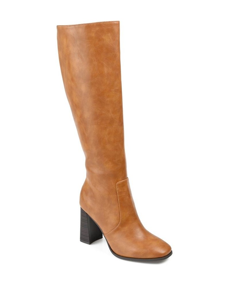 Women's Karima Extra Wide Calf Boots Brown $60.20 Shoes