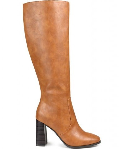 Women's Karima Extra Wide Calf Boots Brown $60.20 Shoes