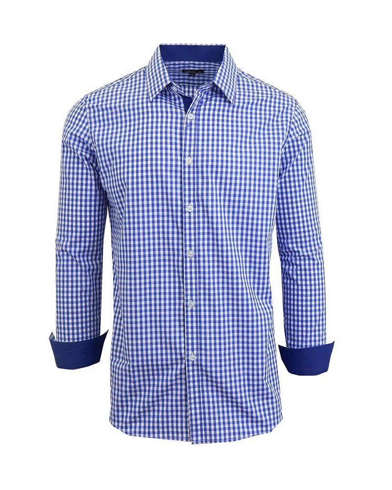 Men's Long Sleeve Gingham Dress Shirt PD05 $31.28 Shirts