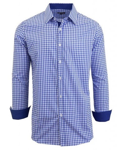 Men's Long Sleeve Gingham Dress Shirt PD05 $31.28 Shirts