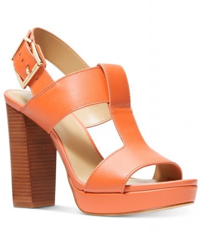 Women's Becker T-Strap Slingback Sandals Orange $68.20 Shoes