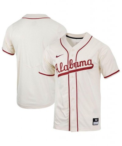 Men's Natural Alabama Crimson Tide Replica Full-Button Baseball Jersey $52.99 Jersey