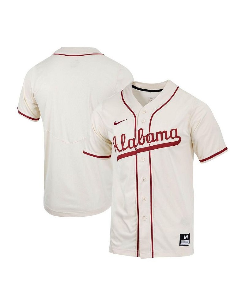 Men's Natural Alabama Crimson Tide Replica Full-Button Baseball Jersey $52.99 Jersey