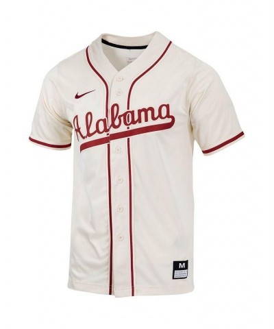 Men's Natural Alabama Crimson Tide Replica Full-Button Baseball Jersey $52.99 Jersey