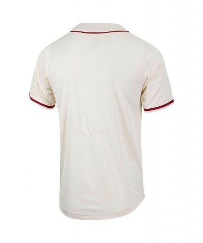 Men's Natural Alabama Crimson Tide Replica Full-Button Baseball Jersey $52.99 Jersey