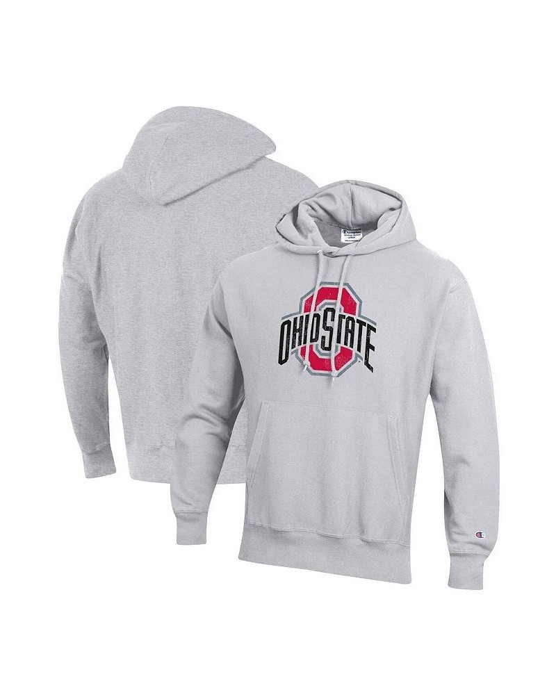 Men's Heathered Gray Ohio State Buckeyes Vault Logo Reverse Weave Pullover Hoodie $48.44 Sweatshirt