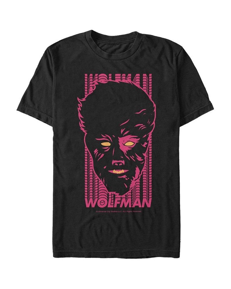 Universal Monsters Men's Wolfman Neon Big Face Short Sleeve T-Shirt Black $15.40 T-Shirts