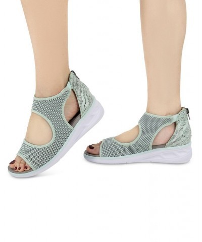 Women's Margot Sport Wedge Sandals Green $35.40 Shoes