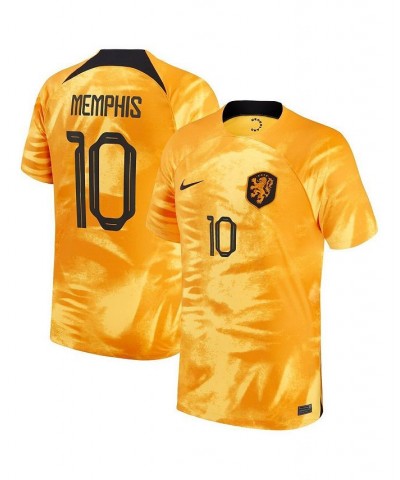 Men's Memphis Depay Orange Netherlands National Team 2022/23 Home Breathe Stadium Replica Player Jersey $61.60 Jersey