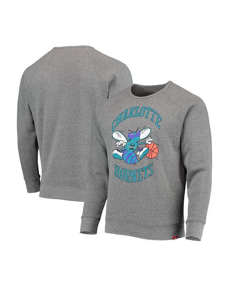 Men's Heathered Gray Charlotte Hornets Harmon Raglan Tri-Blend Pullover Sweatshirt $28.00 Sweatshirt