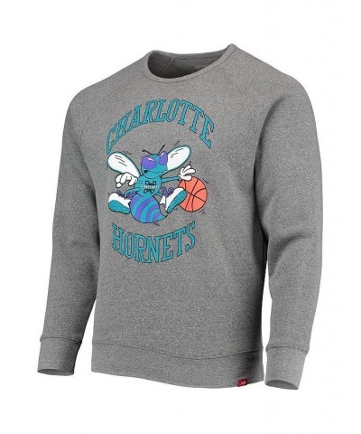 Men's Heathered Gray Charlotte Hornets Harmon Raglan Tri-Blend Pullover Sweatshirt $28.00 Sweatshirt