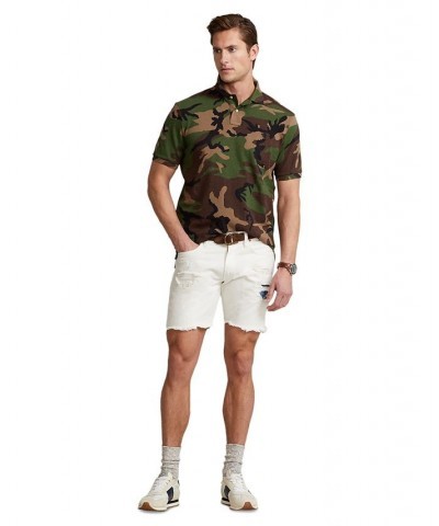 Men's Classic-Fit Camo Cotton Mesh Shirt Green $52.65 Polo Shirts