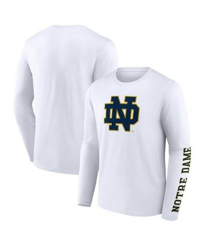 Men's Branded White Notre Dame Fighting Irish Double Time 2-Hit Long Sleeve T-shirt $26.54 T-Shirts