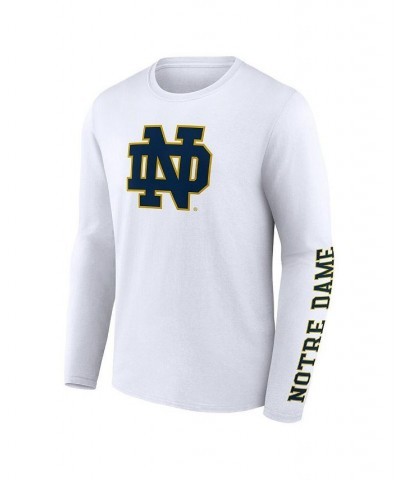 Men's Branded White Notre Dame Fighting Irish Double Time 2-Hit Long Sleeve T-shirt $26.54 T-Shirts