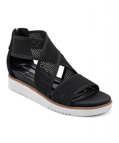 Women's Wander Round Toe Strappy Casual Sandals Black $40.94 Shoes