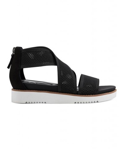 Women's Wander Round Toe Strappy Casual Sandals Black $40.94 Shoes