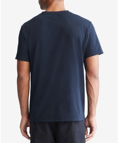 Men's Smooth Cotton Solid V-Neck T-Shirt Blue $26.24 T-Shirts