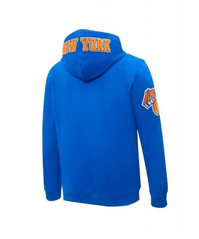 Men's Blue New York Knicks Chenille Pullover Hoodie $38.64 Sweatshirt