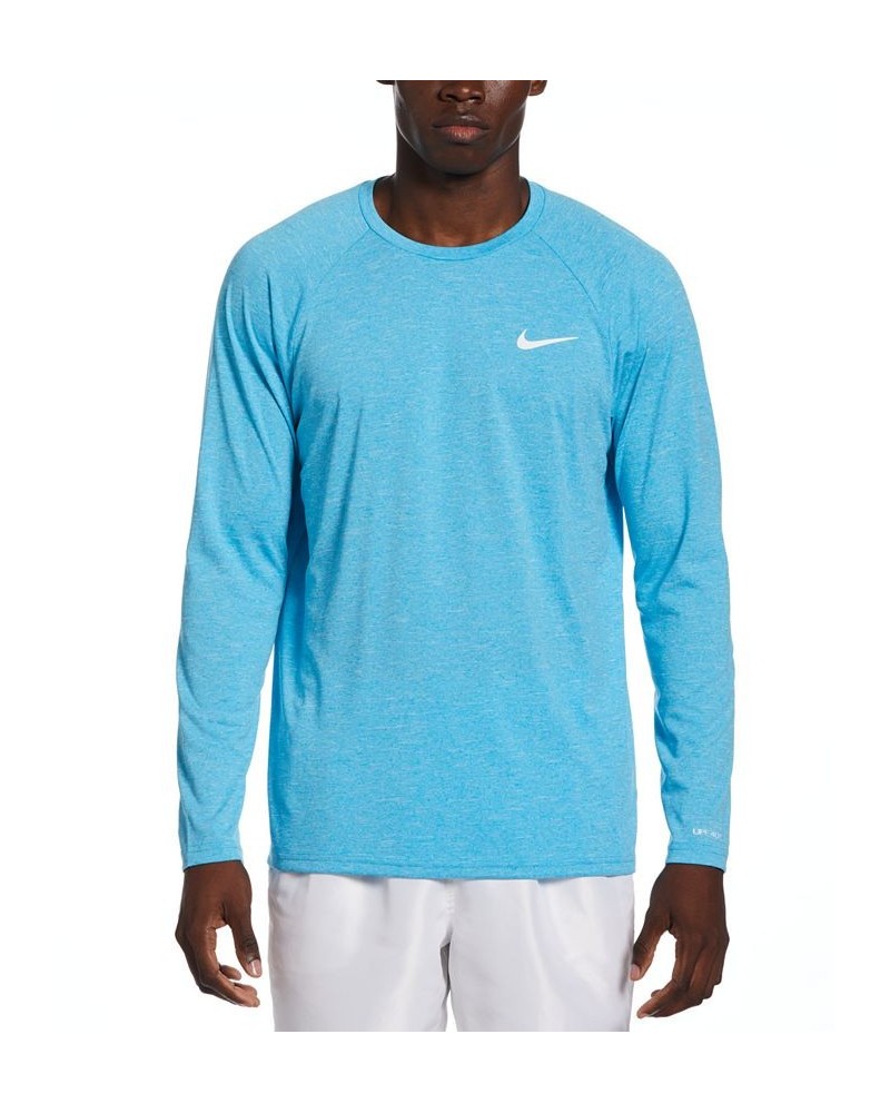 Men's Heather Hydroguard Long Sleeve Swim T-Shirt PD06 $28.32 Swimsuits