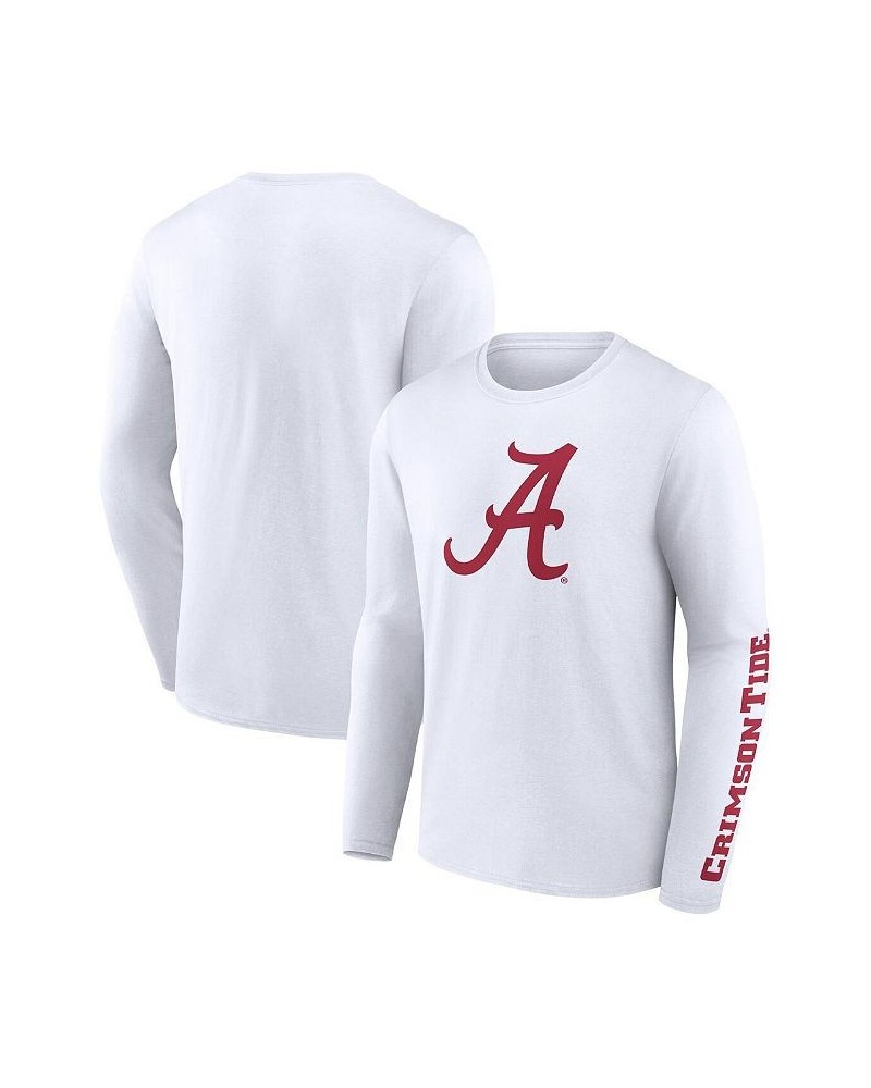 Men's Branded White Alabama Crimson Tide Double Time 2-Hit Long Sleeve T-shirt $24.29 T-Shirts