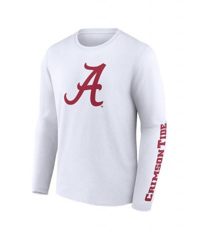 Men's Branded White Alabama Crimson Tide Double Time 2-Hit Long Sleeve T-shirt $24.29 T-Shirts