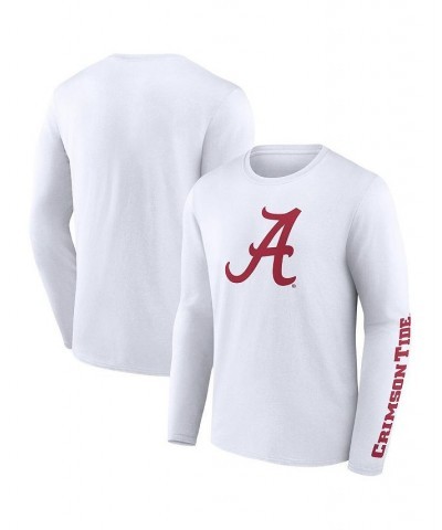 Men's Branded White Alabama Crimson Tide Double Time 2-Hit Long Sleeve T-shirt $24.29 T-Shirts