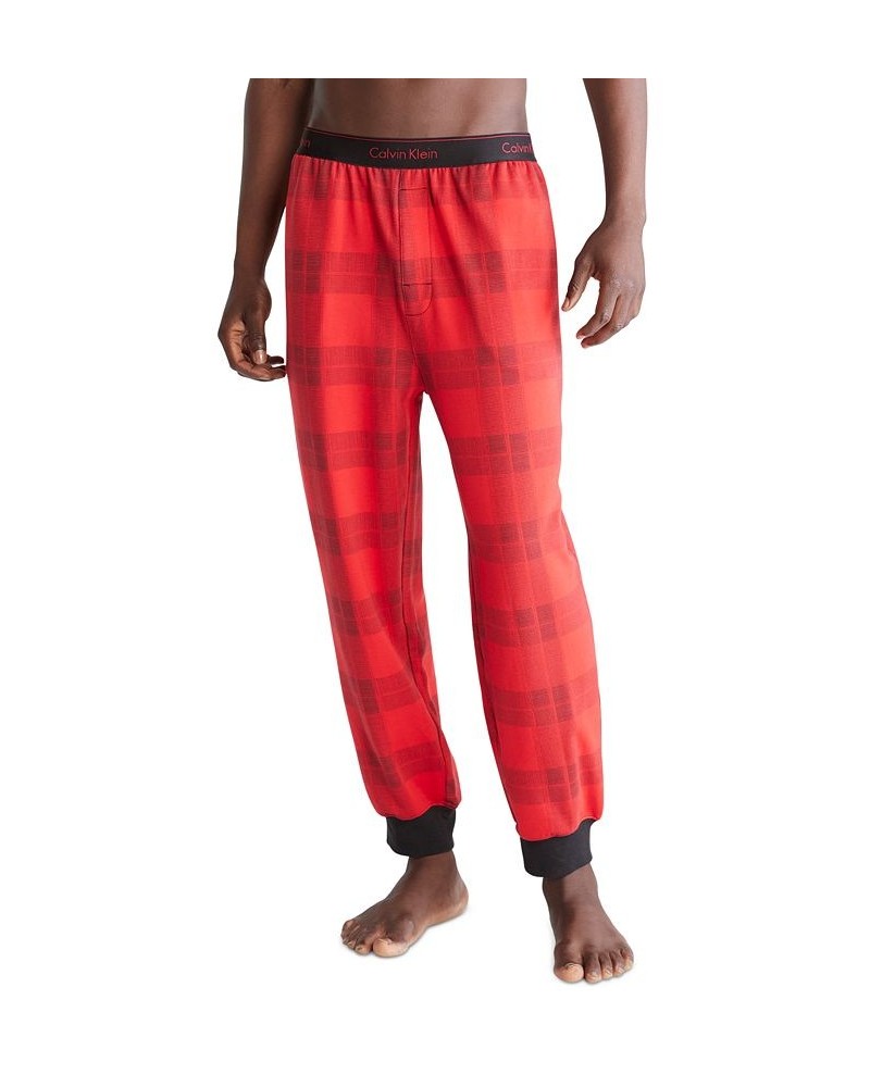 Men's Modern Holiday Lounge Plaid Jogger Pajama Pants Red $17.30 Pajama