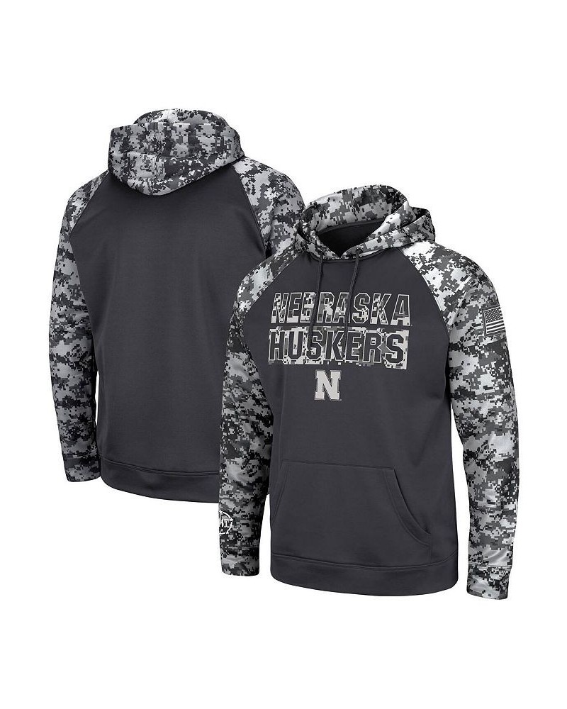 Men's Charcoal Nebraska Huskers OHT Military-Inspired Appreciation Digi Camo Big and Tall Pullover Hoodie $36.75 Sweatshirt