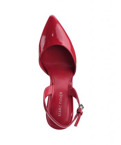 Women's Davon Pointy Toe Sling-Back Pumps Red $46.53 Shoes