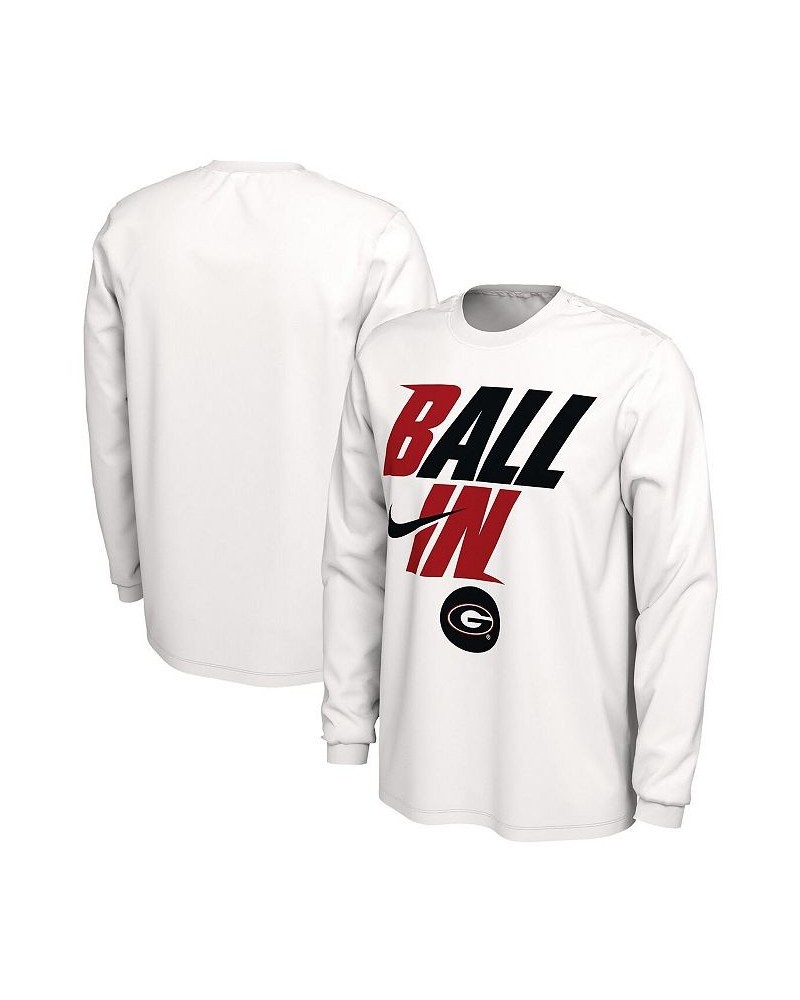 Men's White Georgia Bulldogs Ball In Bench Long Sleeve T-shirt $22.39 T-Shirts