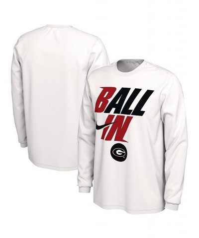 Men's White Georgia Bulldogs Ball In Bench Long Sleeve T-shirt $22.39 T-Shirts