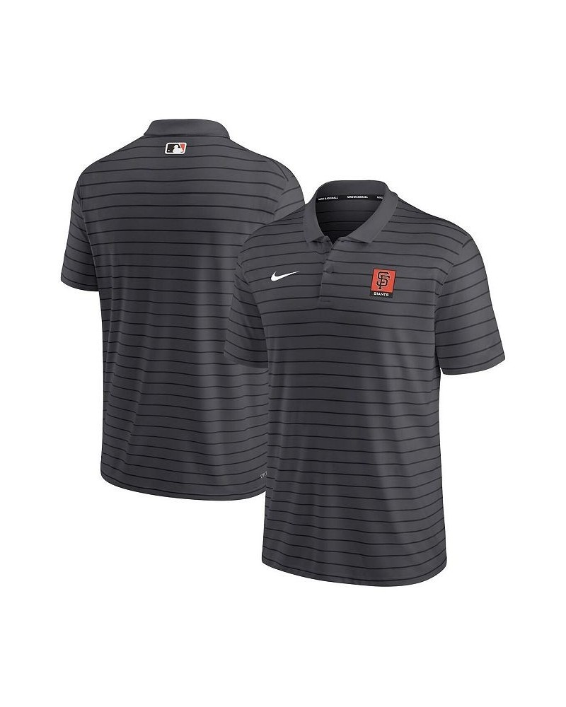 Men's Anthracite San Francisco Giants Authentic Collection Striped Performance Pique Polo Shirt $33.00 Polo Shirts