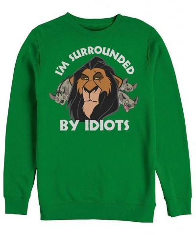 Disney Men's Lion King Scar Surrounded by Idiots, Crewneck Fleece Green $27.50 Sweatshirt