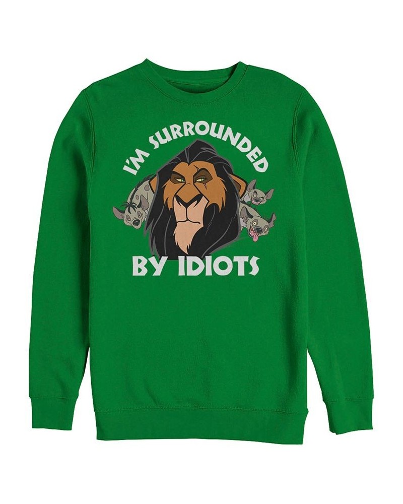 Disney Men's Lion King Scar Surrounded by Idiots, Crewneck Fleece Green $27.50 Sweatshirt