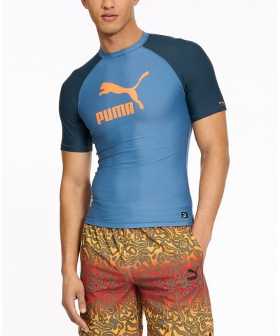 Men's Archive Performance-Fit Short-Sleeve Swim Shirt Blue $16.93 Swimsuits