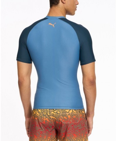 Men's Archive Performance-Fit Short-Sleeve Swim Shirt Blue $16.93 Swimsuits