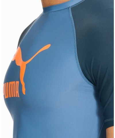 Men's Archive Performance-Fit Short-Sleeve Swim Shirt Blue $16.93 Swimsuits