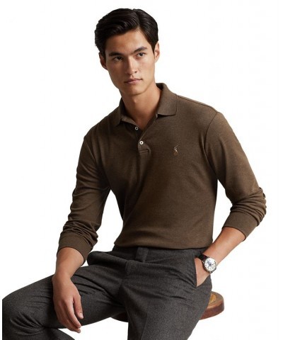 Men's Classic-Fit Soft Cotton Polo Shirt Brown $32.39 Polo Shirts