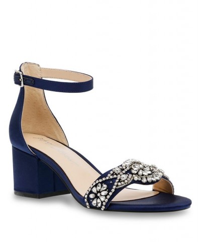 Betsey Johnson Women's Mel Block Heel Evening Sandals Blue $39.27 Shoes