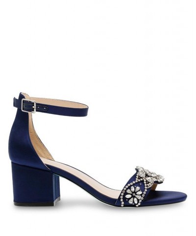 Betsey Johnson Women's Mel Block Heel Evening Sandals Blue $39.27 Shoes