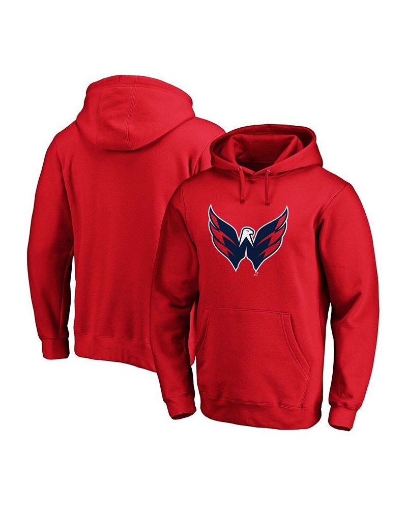 Men's Red Washington Capitals Primary Logo Pullover Hoodie $31.31 Sweatshirt