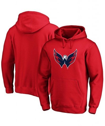 Men's Red Washington Capitals Primary Logo Pullover Hoodie $31.31 Sweatshirt